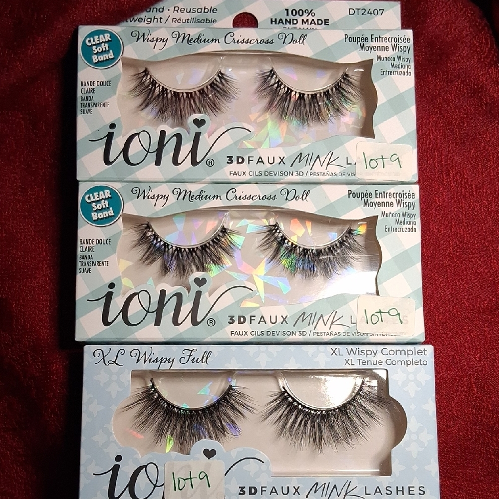 Ioni 3D Faux Mink Lashes - Wispy Medium Crisscross Doll and XL Wispy Full